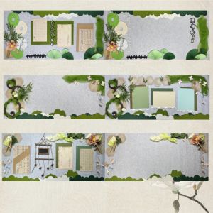 New Chinese Style Primary School Spring Green Theme Cultural Blackboard Material Package Wall Decoration Stickers