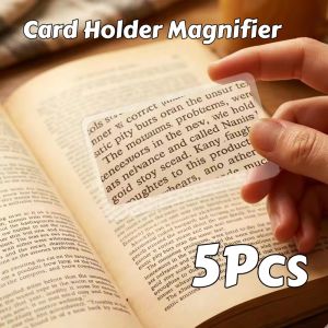 5Pcs Portable Transparent Ultra-Thin Magnifying Business Card Wallet Magnifier for Reading Starting Survival Tools Magnifying
