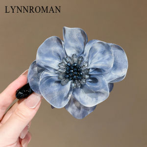 Lynnroman Silk Flower Hair Clip Womens Luxury Elegant Small Niche Design Twisted Clip Hair Accessories Fashionable Hair Grips