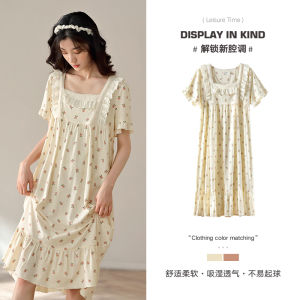 2025 Summer New Womens Short Sleeve Modal Cotton Sleepwear Thin Home Clothes Comfortable Sweet Style Floral Print Casual Home Scene