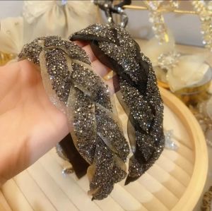 XOẮN Bện kim cương sáng Băng đô rộng phụ nữ thời trang Hàn Quốc Khăn Quấn Đầu lưới băng đô phụ kiện tóc cho cô gái