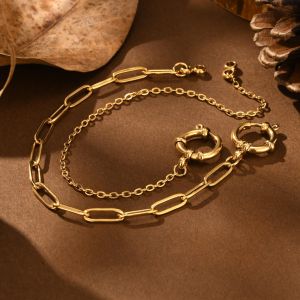 Kemstone Stylish Golden Stainless Steel Small Square Link Bubble Clasp Bracelet for Women Jewelry Gift