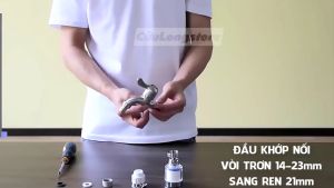 Khớp Nối Đầu Chuyển Đổi Vòi Nước Trơn Sang Ren 21mm chất liệu Silicon đai siết thép không gỉ cao cấp CuuLongstore
