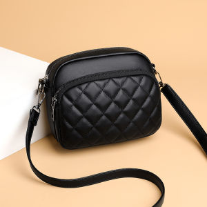 Fashionable Soft Leather Diamond Pattern Camera Bag Womens Crossbody Shoulder Bag Casual Versatile Small Square Bag