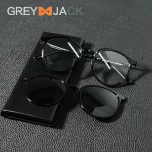Grey Jack Kacamata Clip On 2in1 Free Lens Polarized Anti Silau Uv400 Model Bulat Bahan TR+Metal Bisa Minus Fashion Pria Wanita 2186