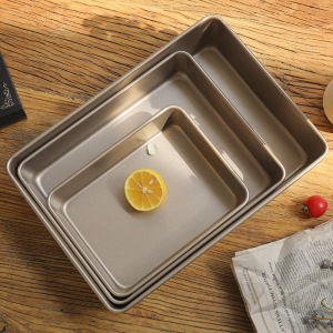 Non-Stick Rectangular Baking Tray for Oven Home Use Tiramisu Cake Biscuit Snowflake Long Bread Tray European Style Thickened Carbon Steel