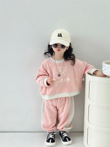 Baby Girls Casual Sports Outfit Cartoon Design Cotton Sweatshirt And Pants Set for Toddlers And Young Girls Spring Autumn