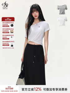 Slim Fit Short Sleeve T-Shirt Womens Summer New Lazy Simple Versatile Top Andyet Ad1 Asymmetrical Shoulder Pleated Shirt