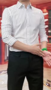 Áo sơ mi kẻ sọc nam DVMEN tay dài đi học đi làm vải lụa không nhăn thấm hút mồ hôi tốt