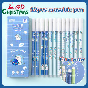 GD Christmas 12PCS/Set Erasable Gel Pen Full Needle Tube 0.5m Exquisite Cartoon Student Magic Eraser