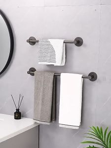 【Woody】Drill-free towel rack disc towel rack space aluminum rack bathroom slippers rack multi-functional towel bar traceless wall hanging