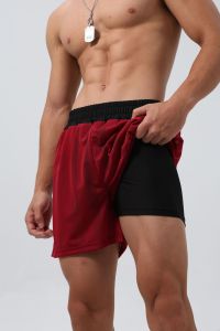 Double Layer Shorts Mens Quick-Drying Mesh Fitness Exercise Shorts Breathable Outdoor Casual Elastic Lining Iron Dog Fashion