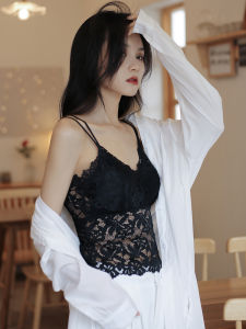 เสื้อกั๊กลูกไม้เซ็กซี่แบบมีแผ่นเสริมหน้าอกสำหรับผู้หญิงในฤดูใบไม้ผลิและฤดูใบไม้ร่วง เสื้อชั้นในแบบมีโครงวัสดุโพลีเอสเตอร์