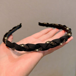 Elegant Black Ogees Net Hairband with Embedded Diamonds Stylish Hair Clip for Women Fresh Outgoing Fashion Accessories