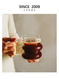 Coffee Glass Heat-Resistant Borosilicate Cup with Handle Ice American Good-looking Transparent Latte Large-Capacity Water Cup
