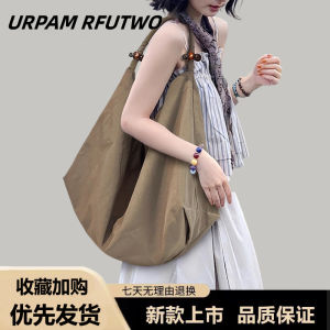 Retro Nylon Tote Bag Womens Large Capacity Commuter Casual Slouchy Cloth Bag Leisure Large Single Shoulder Bag