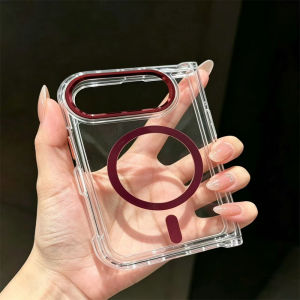 For iPhone 18 Ultra Clear Acrylic PC Phone Case Transparent Magnetic For Magsafe Wireless Charge Shockproof Fold Magnetic Cover