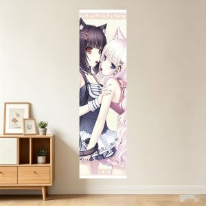 Hot Toys | Kawaii Cat Ear Bow Cherry Vertical Door Curtain Pastel Lace Dot Print Soft Fabric Door Panel Minimalist Sweet Decor Curtain fo