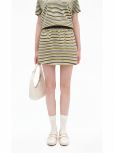 Colorful Striped A-Line Skirt Stretchy Waist