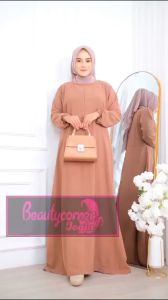 Gamis Annisa Polos Crinkle Airflow Busui dengan Sleting - Beautycornerjogja