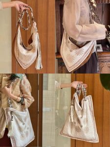Bohemian Tassel Jute Rope Woven Crossbody Bag Womens Casual Fashion 2025 New Style Single Shoulder Sling Handbag