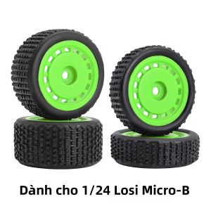 B1 Cao Su Đã Lắp Sẵn Pin Buggy Lốp Bánh Xe Vành Hub Cho 1/24 Losi Micro-B 1/28 Losi Micro-T Wltoys 244016 RC Xe Nâng Cấp Một Phần
