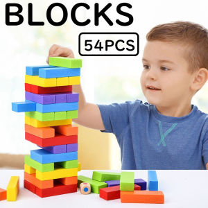 Big Size 54pcs Stacking Wooden Blocks Wooden Toy Building Blocks Stacking Tower Kids Educational Toy