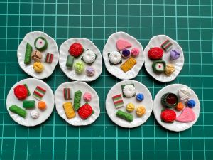 Handmade Miniature Singapore Traditional Nonya Kueh Mix Platter Dollhouse Diner Ang Ku Kueh Clay Food Doll Food Diner Food Faux Food