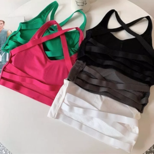 B1T1 Elegant Yoga Comfy Bra Korean Outdoor Cross Back Sports Bra Top for Women