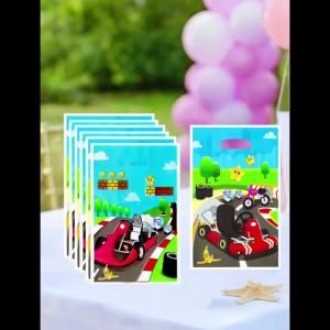 20Pcs/40Pcs Party Gift Bags Gift Bags with Racing Car Prints Trees Blue Sky and White Clouds Suitable for Birthdays Festivals