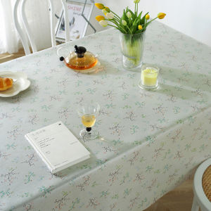 Wash-Free Waterproof Oil-Proof Cotton Linen Tablecloth for Tea Table Dining Table Nursery Picnic Home Atmosphere Grid Pattern