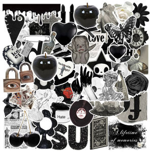 Bộ Nhãn Dán Phong Cách Nghệ Thuật Gothic - 10/30/50 Miếng Dán Đen Thẩm Mỹ Cho DIY Hành Lý Bình Nước Nhật Ký Điện Thoại Chống Nước Hoạt Hình Trang Trí