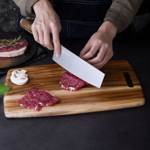 Fypo Solid Wooden Cutting Board Wood Chopping Block Steak Bread Preparation Board Rectangle Natural Acacia Wooden Cutting Block