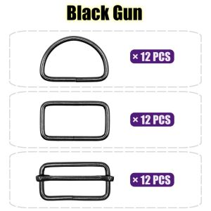 36Pcs/Pack 10-38MM Metal Belt Buckle Hardware Suit D Rings Slide Buckles Rectangle Ring 4 Colors for Handbag Pet Collar Sewi
