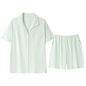 MiiOW | ชุดนอนผู้หญิงผ้าฝ้ายแท้แขนสั้น กางเกงขาสั้น ชุดอยู่บ้าน ใส่กลางแจ้ง บาง ฤดูร้อน 2025 ชุดนอนผ้าฝ้ายแท้สำหรับผู้หญิง