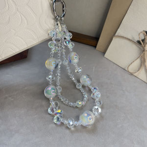 Luxury Double Layered Crystal Starry Sky Red And White Crystal Mobile Phone Chain Bag Charm Accessory Elegant Mobile Phone Pendant