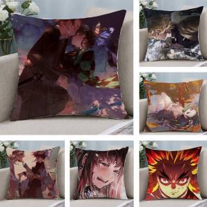 Bandai | Demon Slayer Rui Spider Demon Anime Plush Pillow Cover Soft Short Plush Cushion Cover For Sofa Bedroom Home Decor Gift