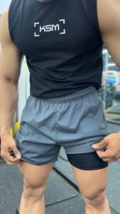 Quần Đùi Thể Thao 2 Lớp Tập Gym Nam KSM Store Thiết Kế Xẻ V Túi Zip Phù Hợp Chạy Bộ Bơi Lội Q209A