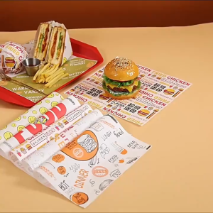 100Pcs Burger Wrapper Wax Paper Oil-proof Paper Greaseproof Paper for Sandwich French Fries Wrapping Paper Packaging Food Paper for Business Takeout 28.5x29.5cm