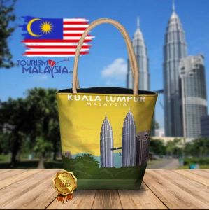 tas Tote bag tali sumbu mini ukuran 25 X 25 X 5 oleh-oleh malaysia
