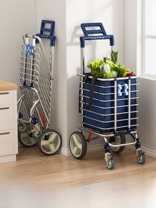 รถเข็นซื้อของพกพาสำหรับผู้สูงอายุ รถเข็นเล็ก เรียบเรียงด้วยมือ รถเข็นที่พับได้ รถเข็นขนของแบบเบา รถเข็นเล็ก