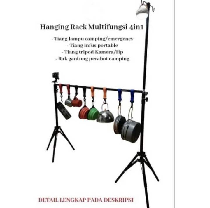 Hanging Rack Camping Portable Multi Fungsi Tiang Lampu/Tiang Infus