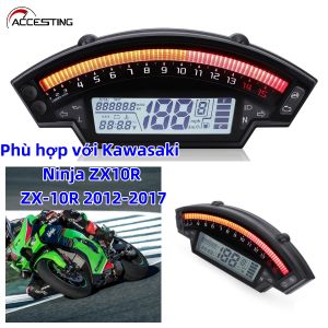 [ĐỒNG HỒ XE MÁY]Xe Máy Led Speedometer Đồng hồ đo quãng đường kỹ thuật số tachometer Thiết bị đo nhiên liệu Meter cho KAWASAKI NINJA ZX10R ZX-10R 2012-2017 14000r 6 bánh răng 199 km/h