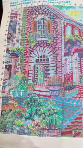 European-style small town street scene cross-stitch kit garden cafe scenery precise printing decorative wall art for living room and bedroom handmade DIY embroidery material pack perfect gift
