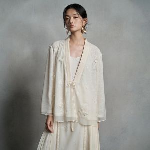 Handmade Flowered Wool-Silk Blend Jacket