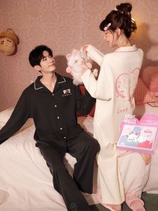 GONGDIE | Cotton Cartoony Sleepwear for Couples Long Sleeve