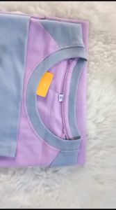kaos raglan ungu muda (lilac) dengan abu katun kombet 24s premium lengan pendek 3/4 7/8 dan panjang