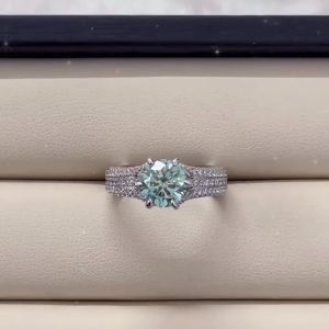 Joycejelly 2ct Colorful Moissanite Rings for Women Sterling Silver 925 Jewelry Luxury Wedding Bands GRA Certified Gift for Wife