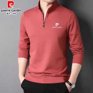 Áo Thun Nam Pierre Cardin Cổ Đứng Tay Dài Cotton Cao Cấp Có Khóa Kéo Thời Trang Thu Đông Thường Ngày in Họa Tiết Cổ Điển