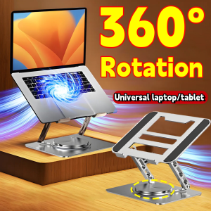 360° Rotating Laptop Stand Adjustable Laptop Holder Laptop Radiator Cooling Base Metal Laptop Non-Slip Monitor Lifter Laptop Riser Height Adjustable Foldable Tablet Stand For Home Office And Travel Compatible With 10-17 Inches For Dj Laptop Stand
